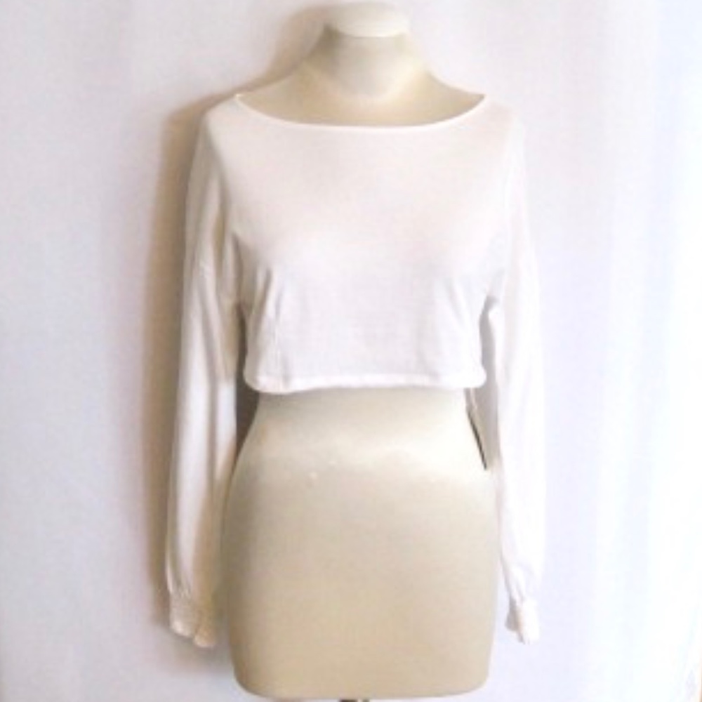 Wilfred Enzo Smocked Long Sleeve Crop Top